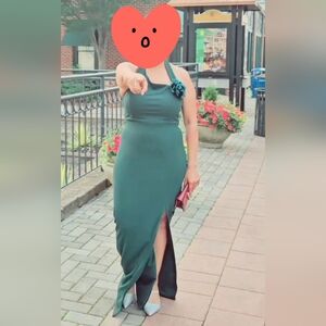 Lulu's Green Halter Slit Maxi Dress